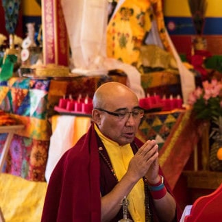 Lama Tenam, Executive Secretary to Guru Vajradhara His Holiness Chamgon Kenting Tai Situpa, joined in the chanting of Akshobya.