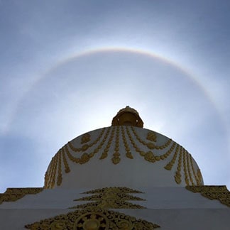Rainbow above the stupa appeared around 1:30pm